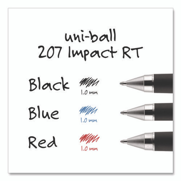 207 Impact RT Gel Retractable Pen Refills, Bold 1 mm Conical Tip, Black Ink, 2/Pack