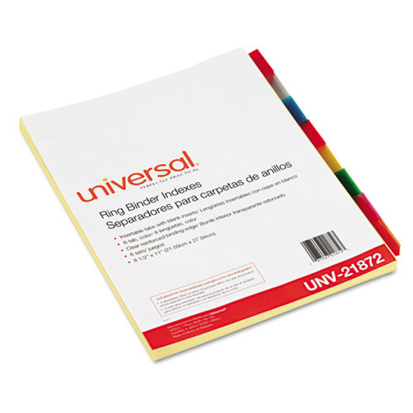 Insertable Tab Index, 8-Tab, 11 x 8.5, Buff, Assorted Tabs, 6 Sets