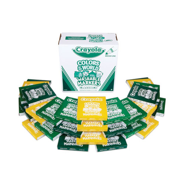 Colors of the World Washable Markers Classpack, Broad Bullet Tip, Assorted Colors, 240/Pack