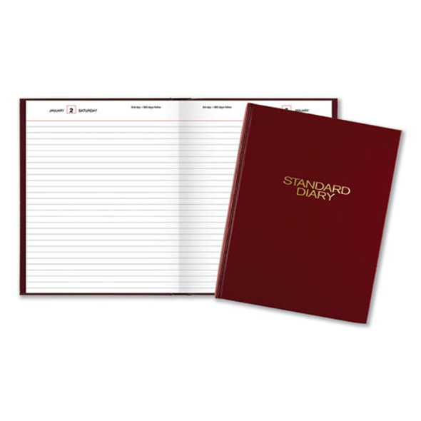 Standard Diary Daily Diary, 2025 Edition, Medium/College Rule, Red Cover, (200) 9.5 x 7.5 Sheets