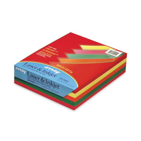 Array Colored Bond Paper, 24 lb Bond Weight, 8.5 x 11, Assorted Bright Colors, 500/Ream
