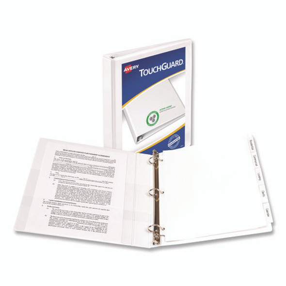 TouchGuard Protection Heavy-Duty View Binders with Slant Rings, 3 Rings, 1" Capacity, 11 x 8.5, White