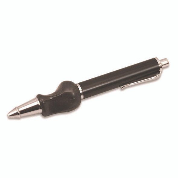The Pencil Grip Heavyweight Ballpoint Pen with Patented Grip, Retractable, Medium 0.7mm, Black Ink, Black/Silver Barrel, 8/CT