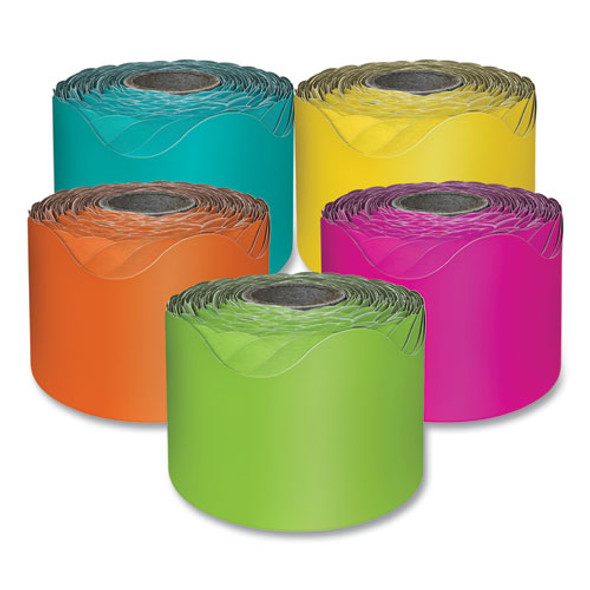 Rolled Scalloped Border Set, 2.25" x 65 ft, Assorted Colors, 5/Set