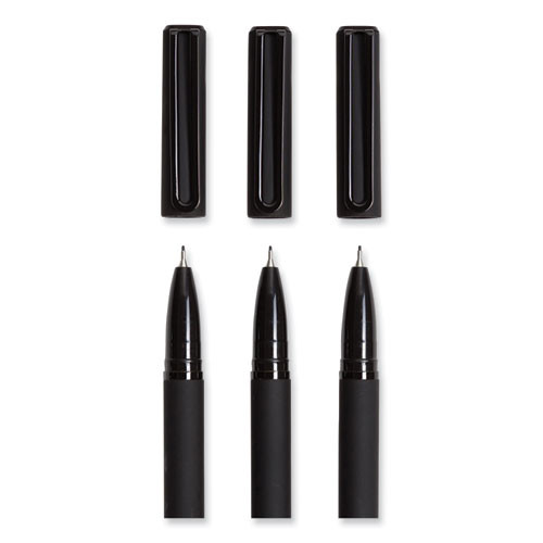 Catalina Soft Touch Porous Point Pen, Stick, Fine 0.7 mm, Black Ink, Black Barrel, Dozen