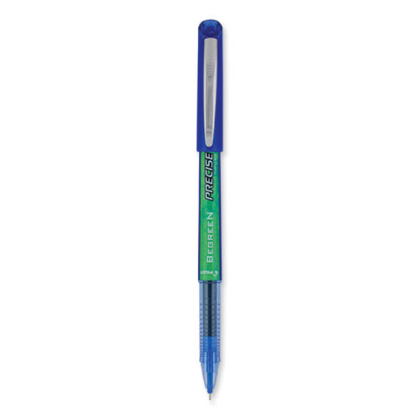 Precise V5 BeGreen Rollerball Pen, Stick, Extra-Fine 0.5 mm, Blue Ink, Blue Barrel, Dozen