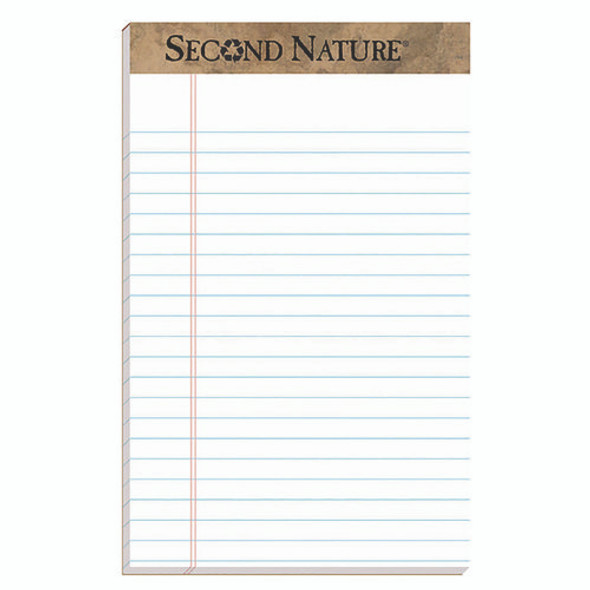 Second Nature Recycled Ruled Pads, Narrow Rule, 50 White 5 x 8 Sheets, Dozen