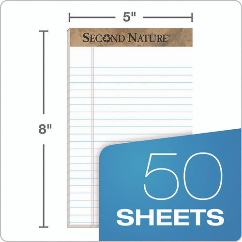 Second Nature Recycled Ruled Pads, Narrow Rule, 50 White 5 x 8 Sheets, Dozen