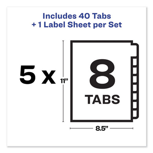 Print and Apply Index Maker Clear Label Unpunched Dividers, 8-Tab, 11 x 8.5, White, 5 Sets Print and Apply Index Maker Clear Label Unpunched Dividers, 8-Tab, 11 x 8.5, White, 5 Sets