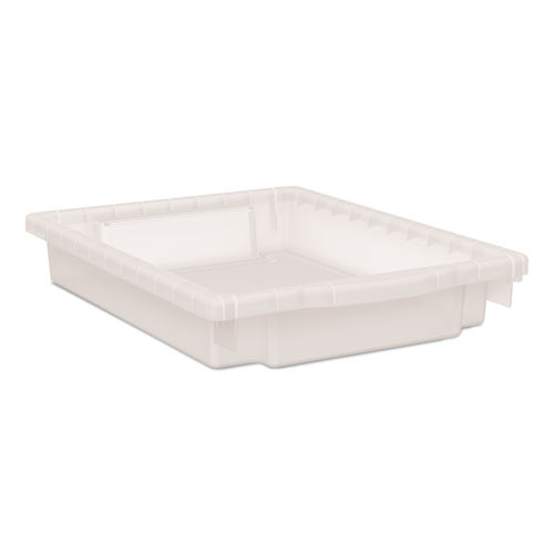 Flagship Storage Bins, 1 Section, 12.75" x 16" x 3", Translucent White