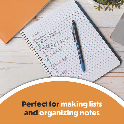 4-Color Smooth Multi-Color Ballpoint Pen, Retractable, Medium 1 mm, Black/Blue/Green/Red Ink, Black/Blue Barrel, 3/Pack