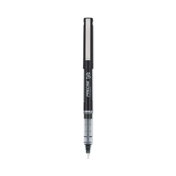 Precise V5 Rollerball Pen, Stick, Extra-Fine 0.5 mm, Black Ink, Black/Clear Barrel, Dozen