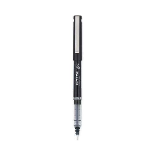 Precise V5 Rollerball Pen, Stick, Extra-Fine 0.5 mm, Black Ink, Black/Clear Barrel, Dozen