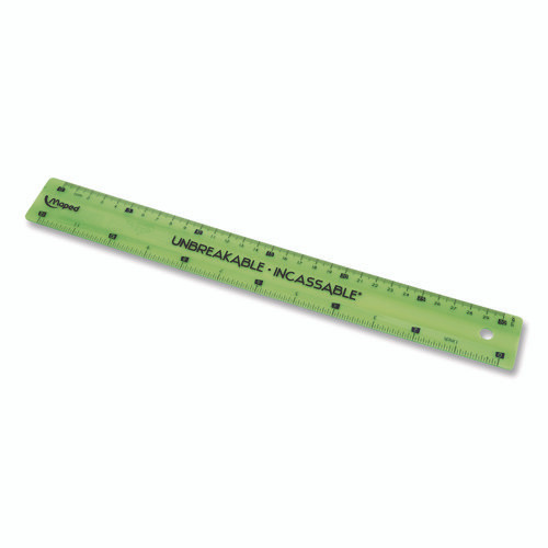 Unbreakable 12" Ruler, Standard/Metric, 12.72" Long, Randomly Assorted Color