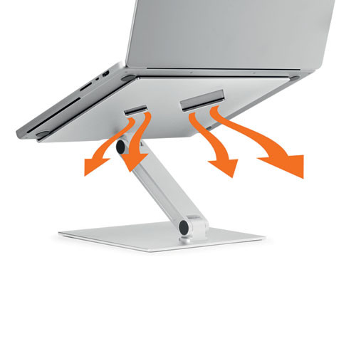 Folding Adjustable Laptop Mount, Silver, Supports 11 lbs
