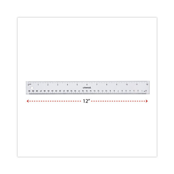 Clear Plastic Ruler, Standard/Metric, 12" Long, Clear