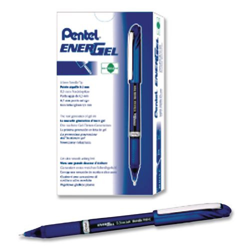 EnerGel NV Gel Pen, Stick, Fine 0.5 mm, Blue Ink, Blue Barrel, Dozen