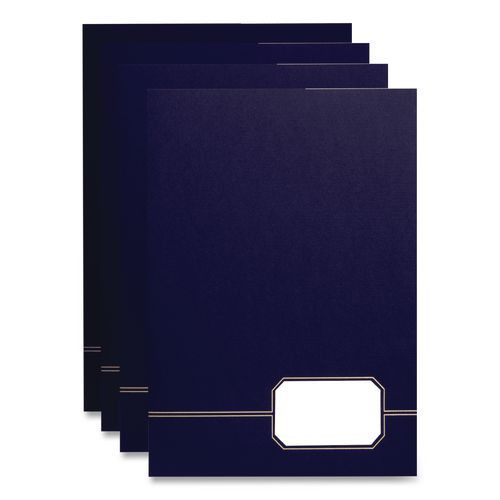 Monogram Series Business Portfolio, Cover Stock, 0.5" Capacity, 11 x 8.5, Blue with Embossed Gold Foil Accents, 4/Pack