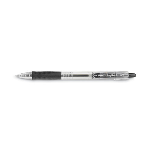 EasyTouch Ballpoint Pen, Retractable, Medium 1 mm, Black Ink, Clear Barrel, Dozen
