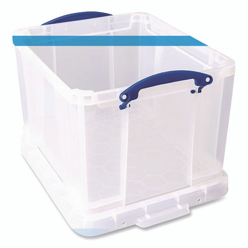 Snap-Lid Storage Bin, 8.45 gal, 14" x 18" x 12.25", Clear/Blue, 3/Pack