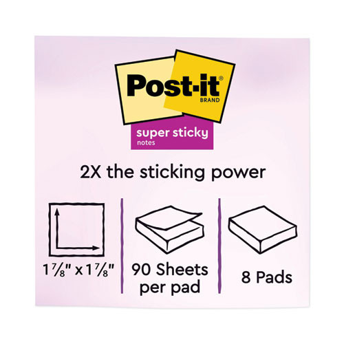 Pads in Energy Boost Collection Colors, 2" x 2", 90 Sheets/Pad, 8 Pads/Pack