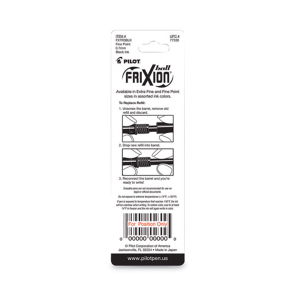 Refill for Pilot FriXion Erasable, FriXion Ball, FriXion Clicker and FriXion LX Gel Ink Pens, Fine Tip, Black Ink, 3/Pack