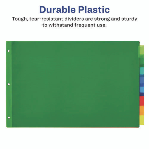 Insertable Big Tab Plastic Dividers, 8-Tab, 11 x 17, Green, 1 Set