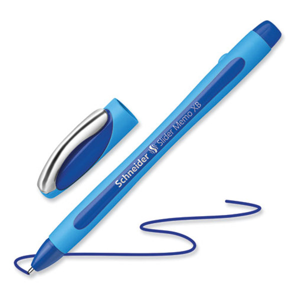 Slider Memo XB Ballpoint Pen, Stick, Extra-Bold 1.4 mm, Blue Ink, Blue/Light Blue Barrel, 10/Box