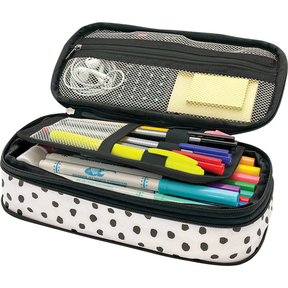 Black Painted Dots on White Pencil Case, Pack of 3