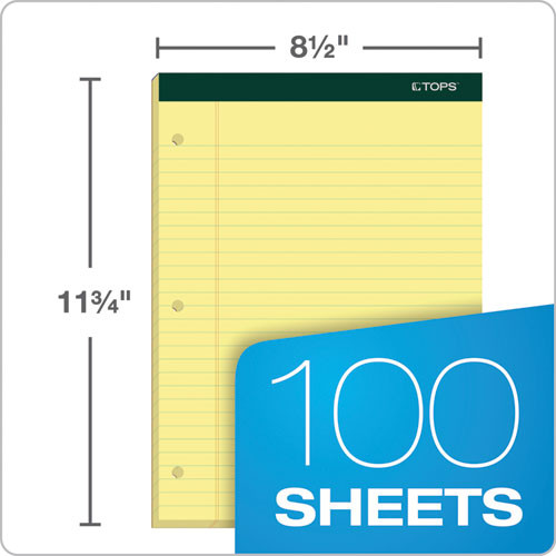 Double Docket Ruled Pads, Wide/Legal Rule, 100 Canary-Yellow 8.5 x 11.75 Sheets, 6/Pack