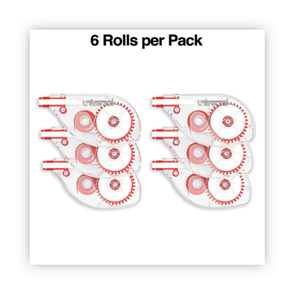 Side-Application Correction Tape, Transparent Red Applicator, 0.2" x 393", 6/Pack