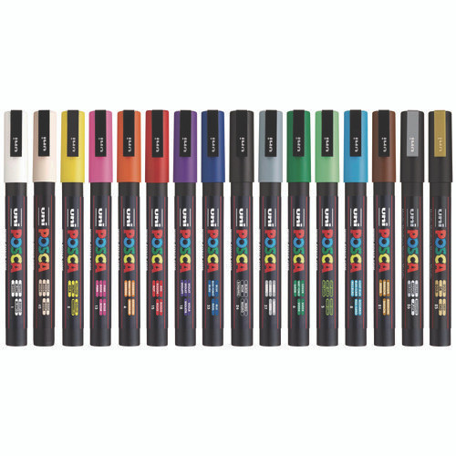 Water-Based Paint Markers, Fine Bullet Tip, Assorted Colors,16/Pack