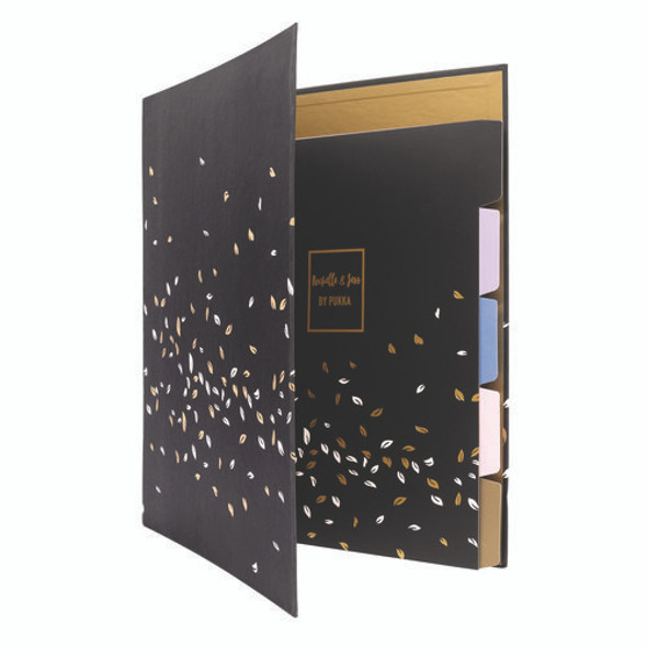 Rollbound Binder, 3 Rings, 1" Capacity, 11 x 8.5, Black/Gold/White