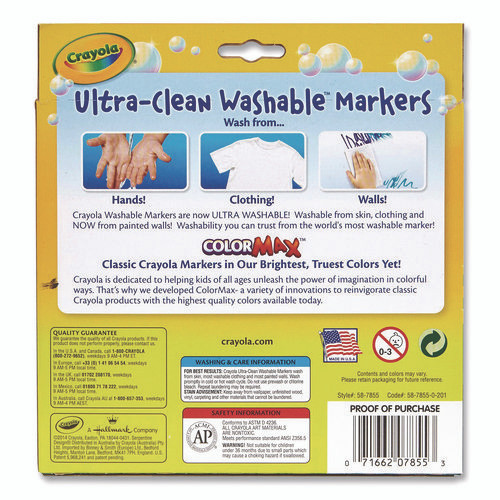 Ultra-Clean Washable Markers, Broad Bullet Tip, Assorted Bright Colors, 10/Pack