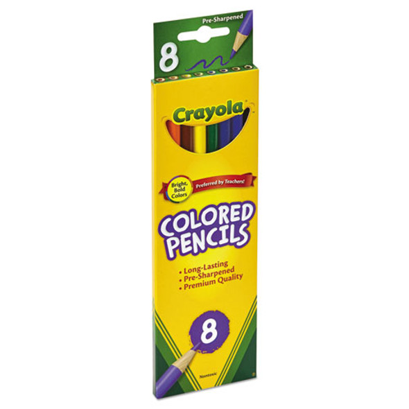 Long-Length Colored Pencil Set, 3.3 mm, 2B, Assorted Lead and Barrel Colors, 8/Pack