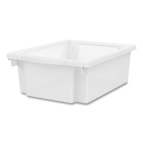 Flagship Storage Bins, 1 Section, 12.75" x 16" x 6", Translucent White