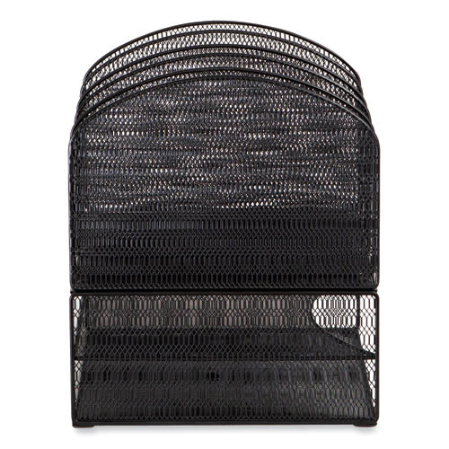 Onyx Mesh Desk Organizer with Three Horizontal and Upright Sections, Letter Size Files, 19.62 x 11.32 x 8.5, Black
