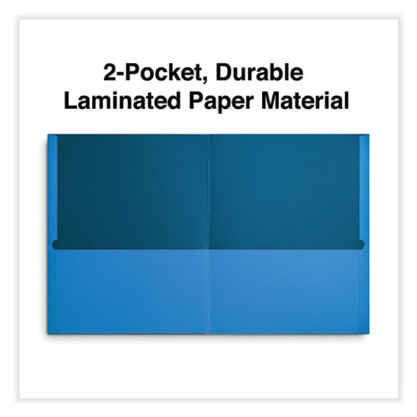 Two-Pocket Portfolio, Embossed Leather Grain Paper, 11 x 8.5, Light Blue, 25/Box