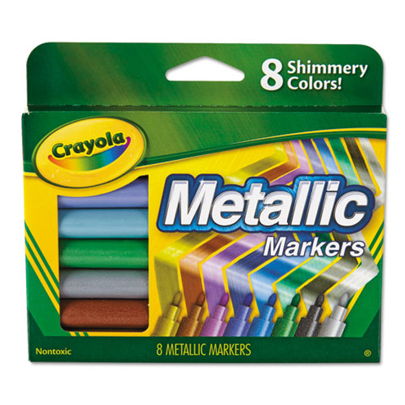 Metallic Markers, Medium Bullet Tip, Assorted Colors, 8/Set