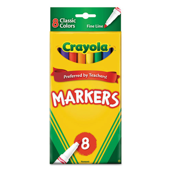 Non-Washable Marker, Fine Bullet Tip, Assorted Classic Colors, 8/Pack