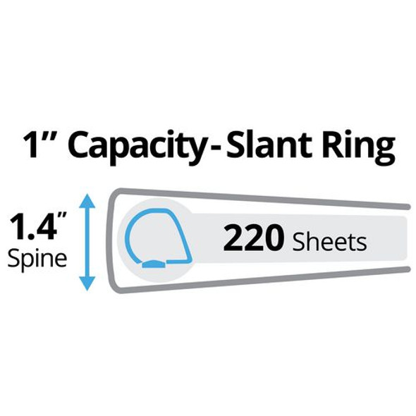 Durable View Binder with DuraHinge and Slant Rings, 3 Rings, 1" Capacity, 11 x 8.5, White, 12/Carton