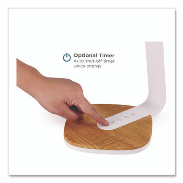 LED Desk Lamp, White/Wood