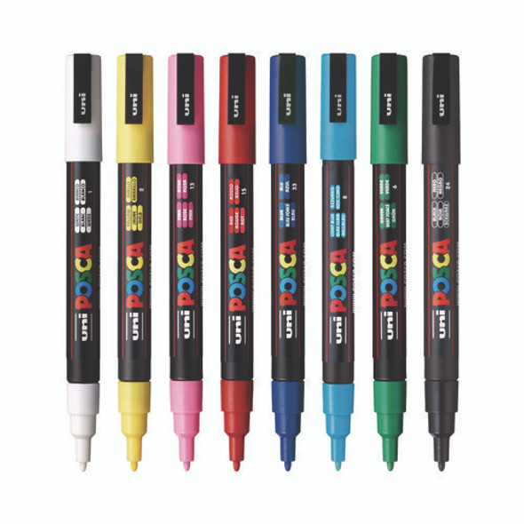 Water-Based Paint Markers, Fine Bullet Tip, Assorted Colors, 8/Pack