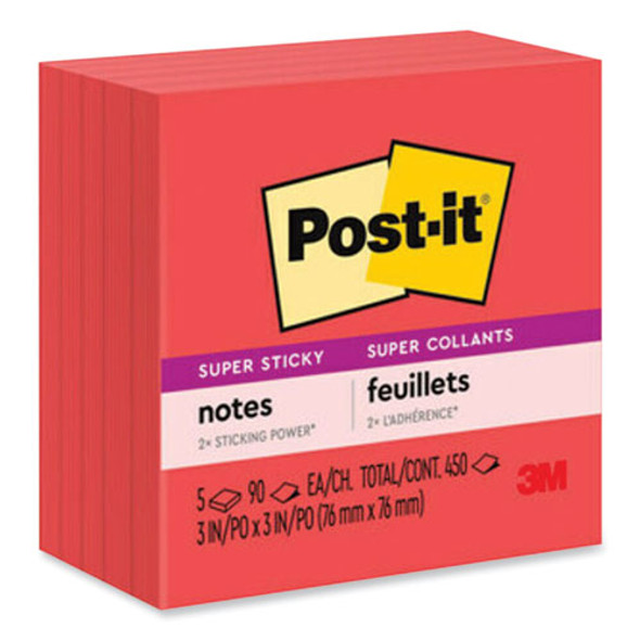 Self-Stick Notes, 3" x 3", Saffron Red, 90 Sheets/Pad, 5 Pads/Pack
