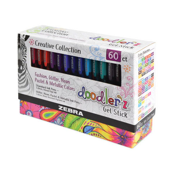 Doodler'z Gel Pen, Stick, Bold 1 mm, Assorted Ink and Barrel Colors, 60/Pack