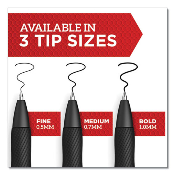 S-Gel High-Performance Gel Pen, Retractable, Medium 0.7 mm, Black Ink, Black Barrel, Dozen