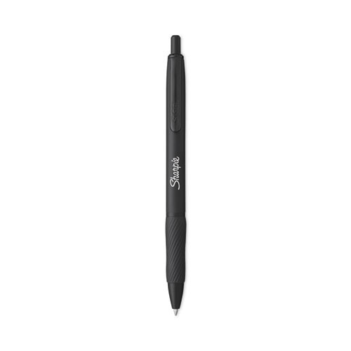 S-Gel Premium Metal Barrel Gel Pen, Retractable, Medium 0.7 mm, Black Ink, Black Barrel, Dozen