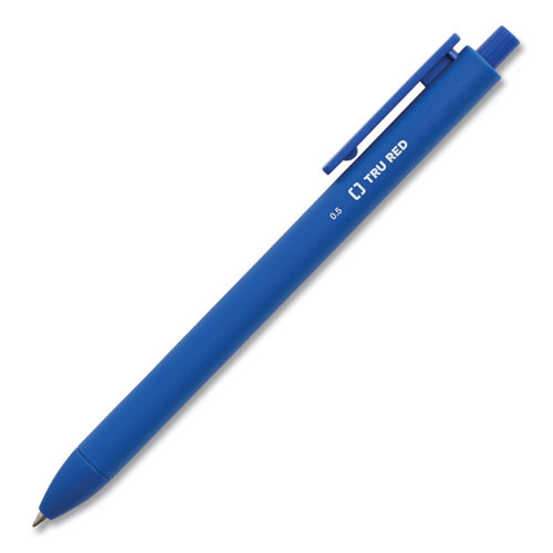 Quick Dry Gel Pen, Retractable, Fine 0.5 mm, Blue Ink, Blue Barrel, 5/Pack