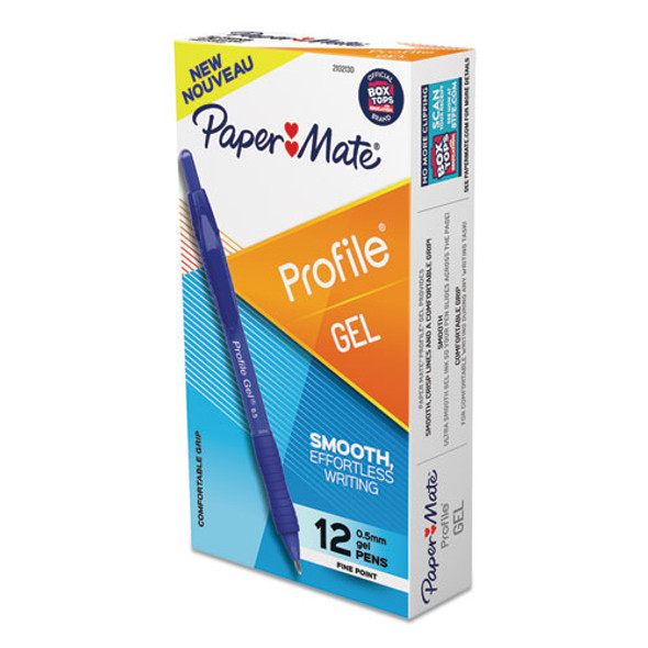 Profile Gel Pen, Retractable, Fine 0.5 mm, Blue Ink, Translucent Blue Barrel, Dozen