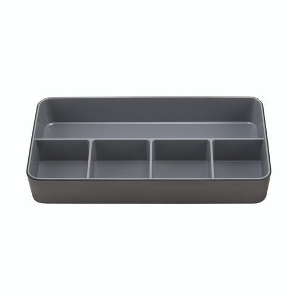 Fusion Five-Compartment Plastic Accessory Holder, Plastic, 12.25 x 6 x 2, Black/Gray